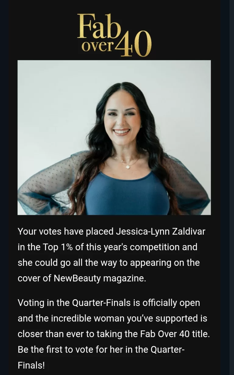 DRIP Health & MedSpa founder recognized in the Fab Over 40 competition for medical spa community involvement and breast cancer awareness support